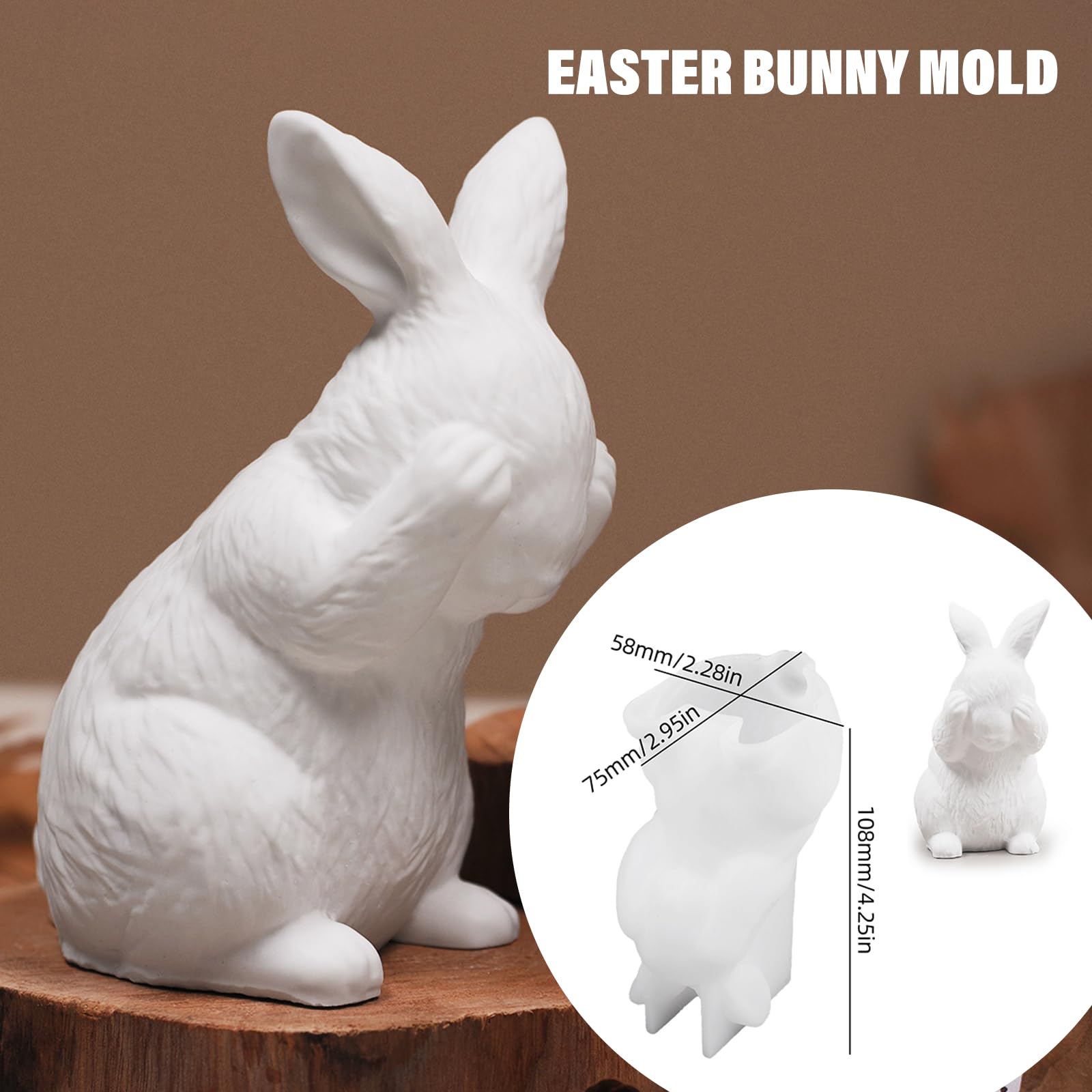 2 stuks 3D Pasen Siliconen Konijn Maken Polymeer Klei Craft Gips Woondecoratie Mal, Pasen Konijn Bunny Casting Mould voor DIY
