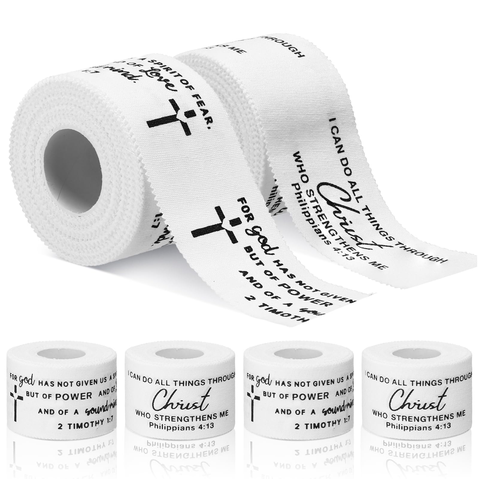 Geiserailie 4 Pcs Christian Bible Verse Tape Athletic Cross Religious Tape 1 5 in x 25 ft Cotton