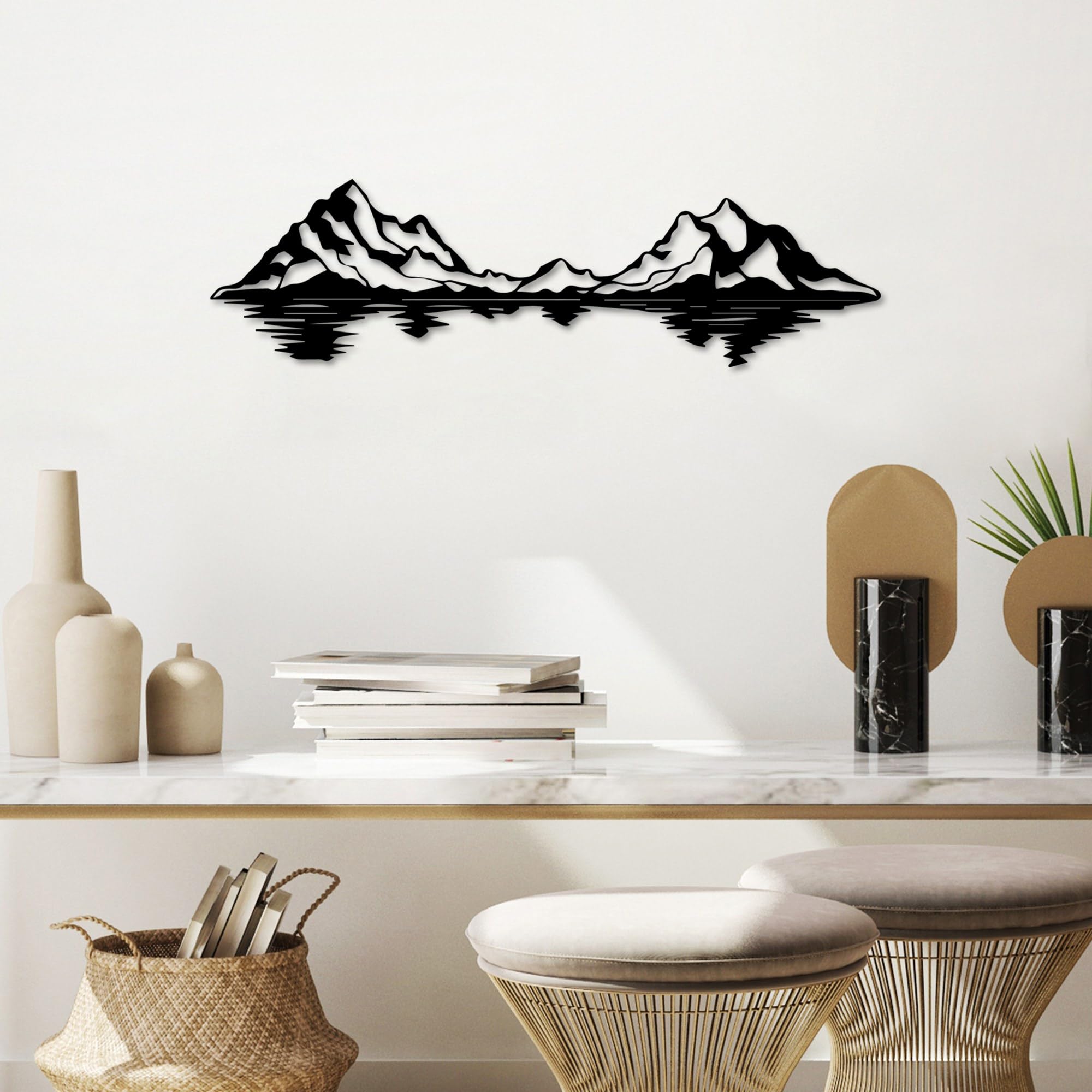 Wallity Black Stylish Decorative Metal Wall Accessory, 68 X 19 Cm, 100% Metal, 1.5 Mm Thickness, Lightweight & Modern Design For Home Decor
