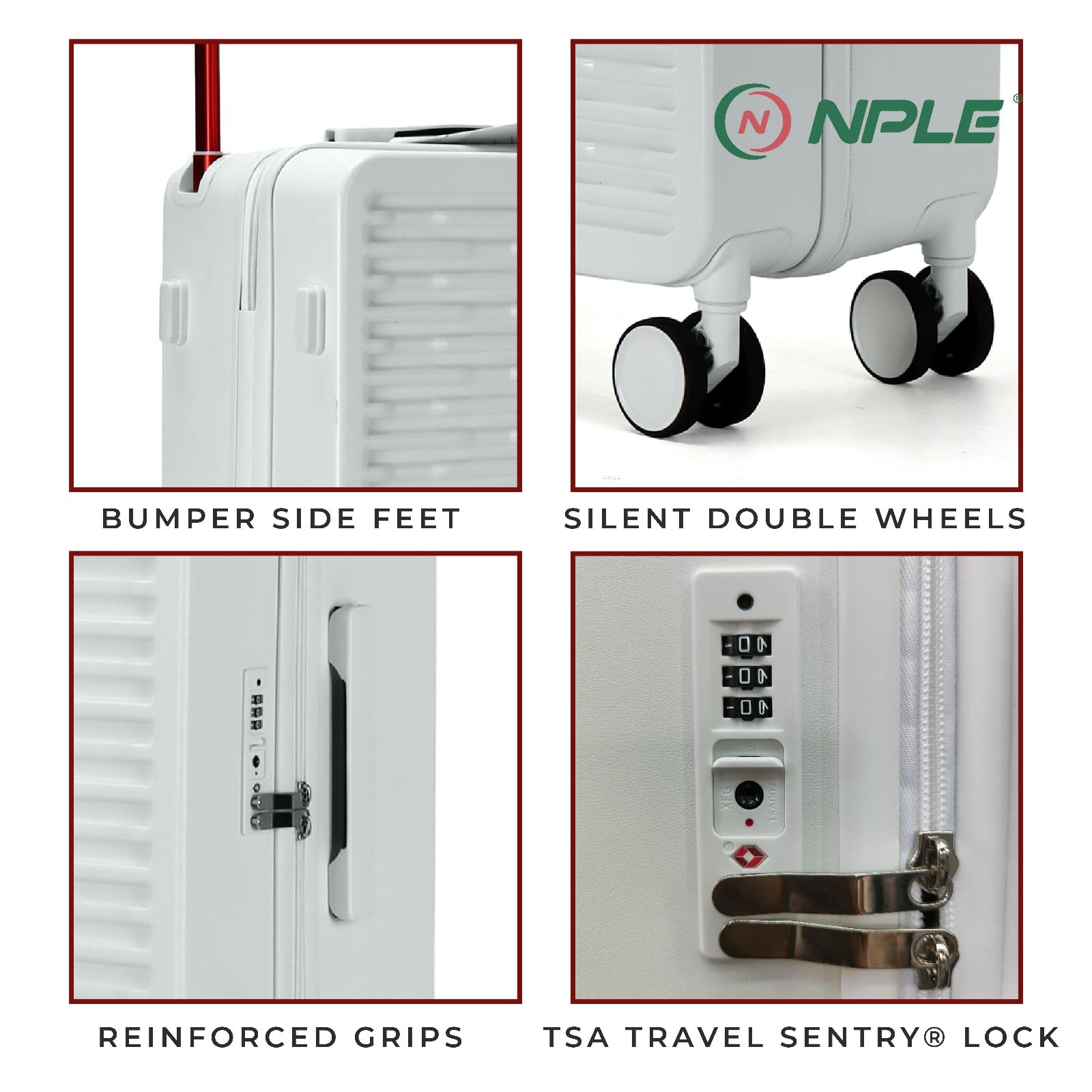 Set Valigie Trolley in 100% Policarbonato Rigido, Bagagli Ultraleggeri con Manico in Alluminio, 4 Ruote Doppie Silenziose 360°, Zip Professionale e Chiusura TSA