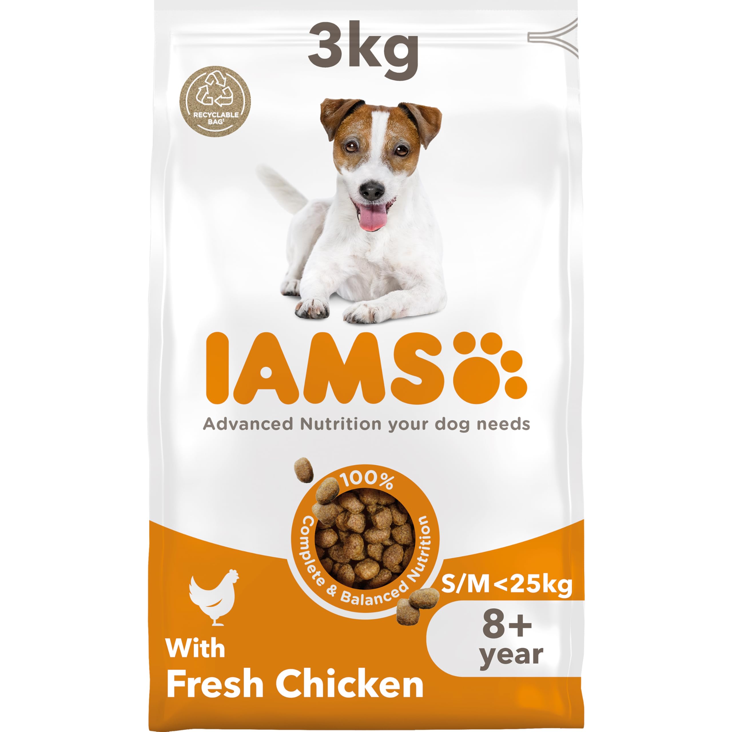 Iams Senior And Breed Dog Food Fresh Chicken - 3Kg Small