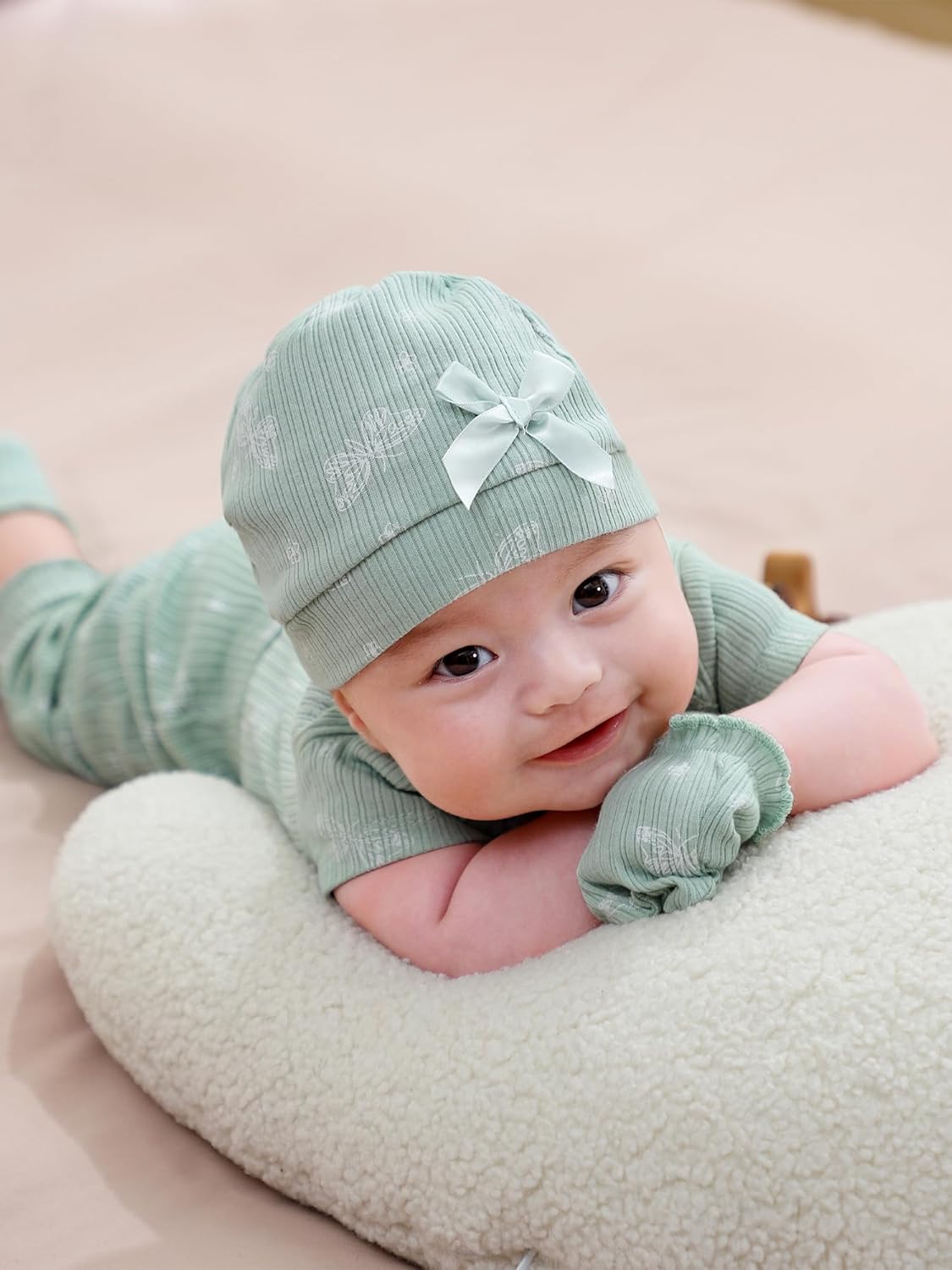 Baby Girls Boys Hats Mittens and Socks Set Cotton Infant Caps Newborn Soft Gloves 0-6 Months - Image 2