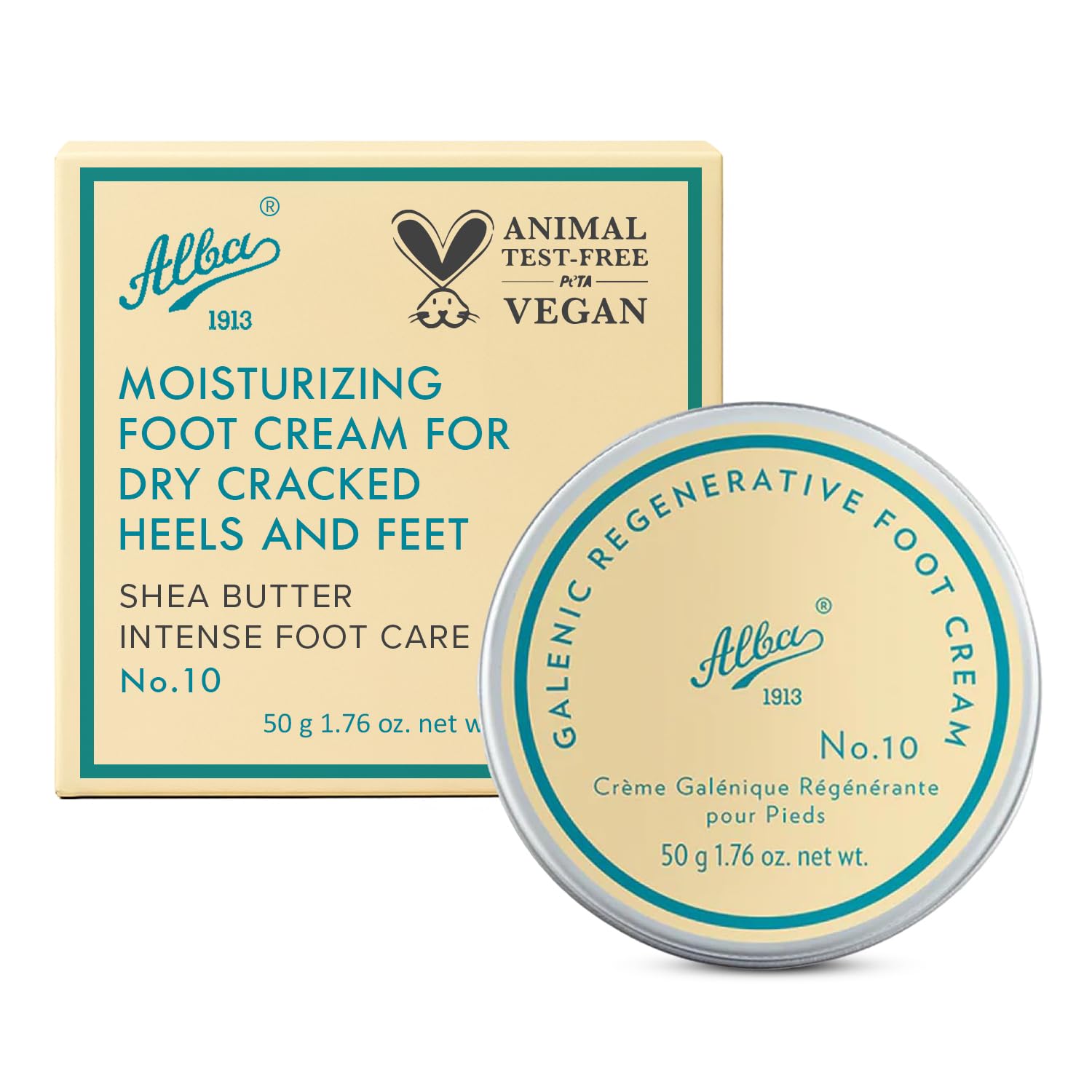 Alba1913 Vegan Foot Cream for Dry Cracked Heels & Feet – Instant Moisture Boost, Care Products for Cracked Heel Repair, Daily Foot Moisturizer Cream