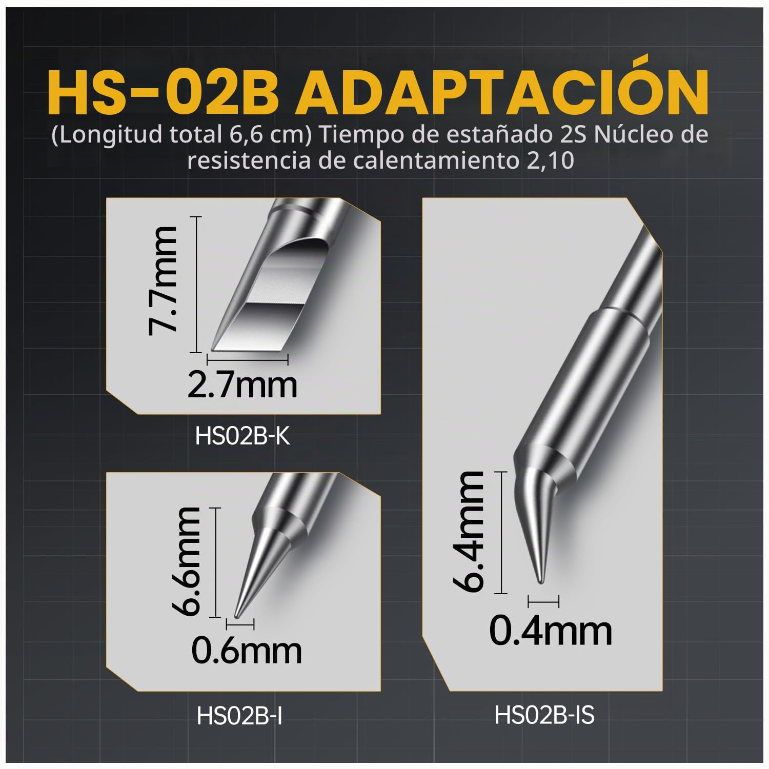 HS 02B Soldador Estaño,DC 9-24V Soldering Iron Calentamiento Rápido 212-842 ℉ 3 Ajustes De Temperatura Preestablecidos 3 Puntas De Soldadura Herramientas De Soldadura Electrónica