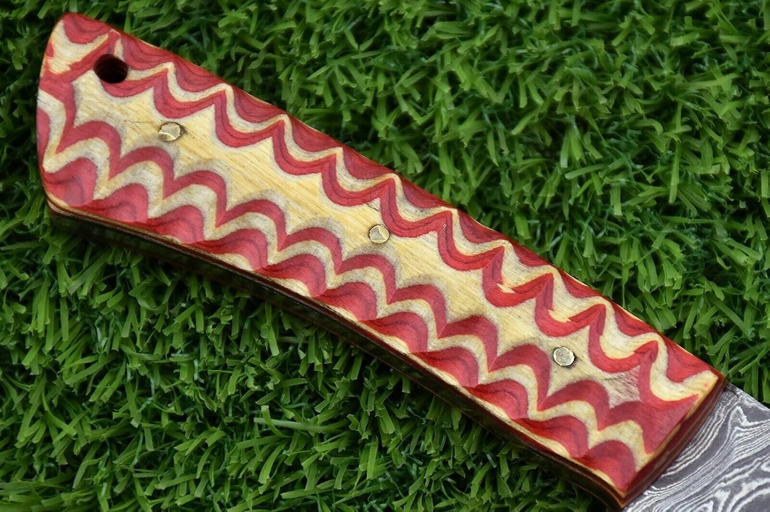 Generic 8 inches long Hand forged Damascus steel clip point blade skinning knife, Jigged multi color Micarta scale, Comes with Leather sheath