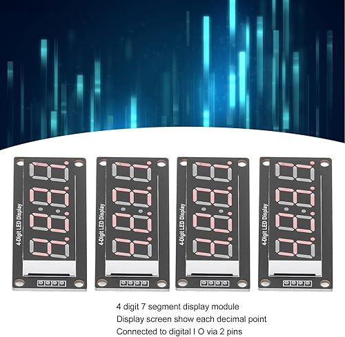 Miniatura 4 de Zerodis Paquete de 4 unidades de pantalla LED de 7 segmentos y 4 dígitos, TM1637 módulo de tubo digital de 0.56 pulgadas con cabezal de pasador,