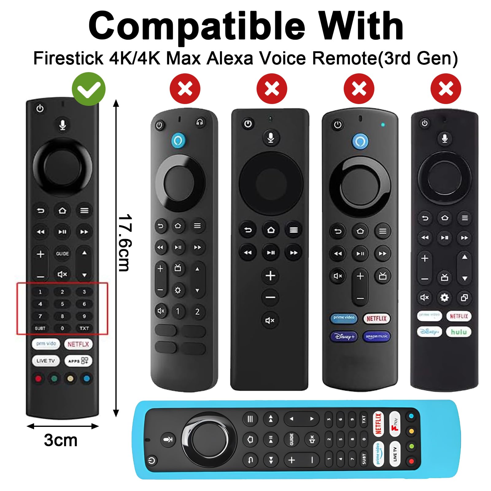 Silicone Remote Cover 2-pack - Protective Case for JVC RM-C3253 Remote/Alexa/Xiaomi Fire TV Voice Remote Control (Blue, Green) - Image 2