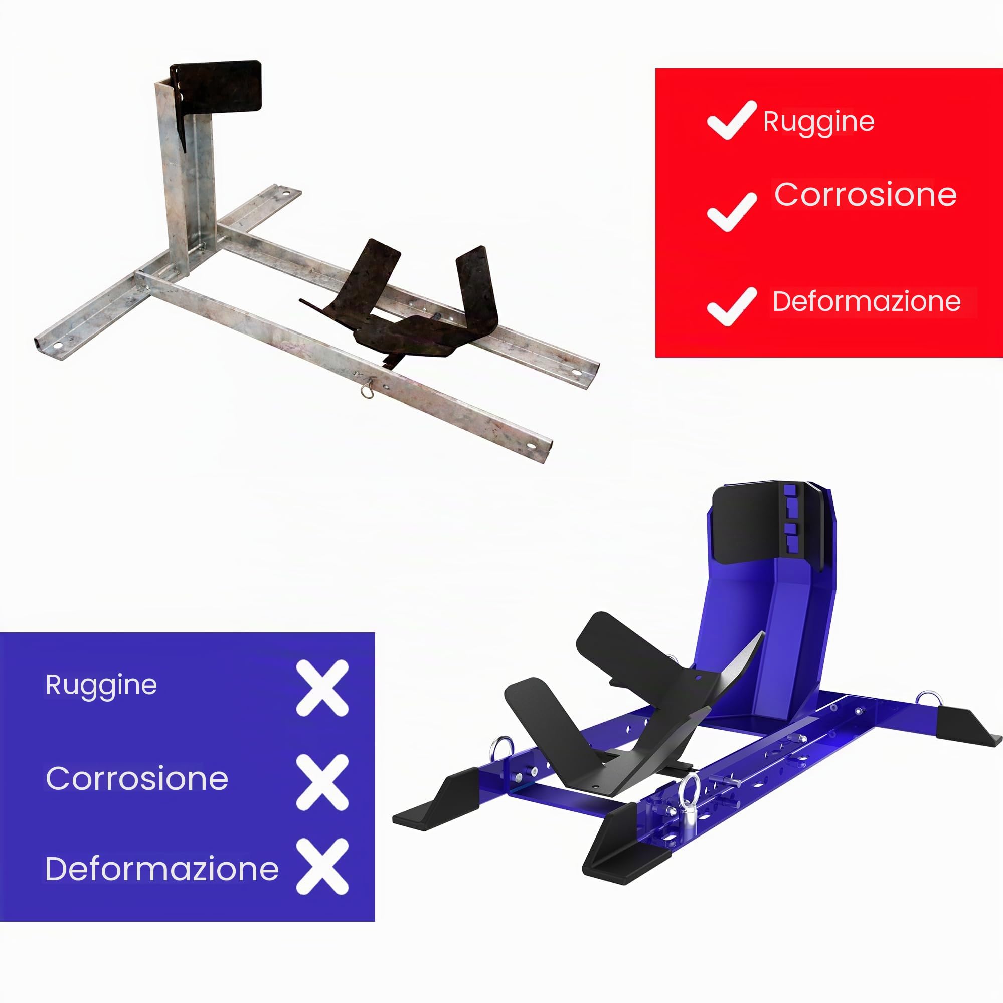 GRAND PITSTOP Cuneo universale per Crusier, moto sportive e da cross, supporto per moto resistente per rimorchio, completamente regolabile, staccabile, pieghevole (dimensioni pneumatici da 33 a 66 cm)