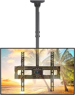 Ceiling TV Mount for 26-65 inch Flat Screen Displays, Max VESA 400x400mm, Hanging Adjustable Ceiling TV Bracket Fits Most LCD LED OLED 4K TVs, Pole Ceiling Mount Holds up to 110lbs, PSCM2
