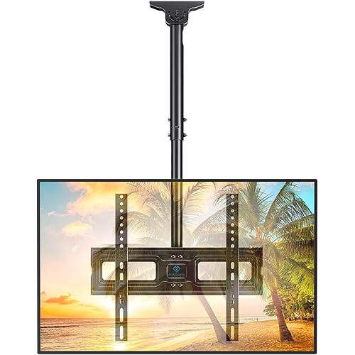 PERLESMITH Ceiling TV Mount for 26-65 inch Flat Screen Displays, Max VESA 400x400mm, Hanging Adjustable Ceiling TV Bracket Fits Most LCD LED OLED 4K TVs, Pole Ceiling Mount Holds up to 110lbs, PSCM2