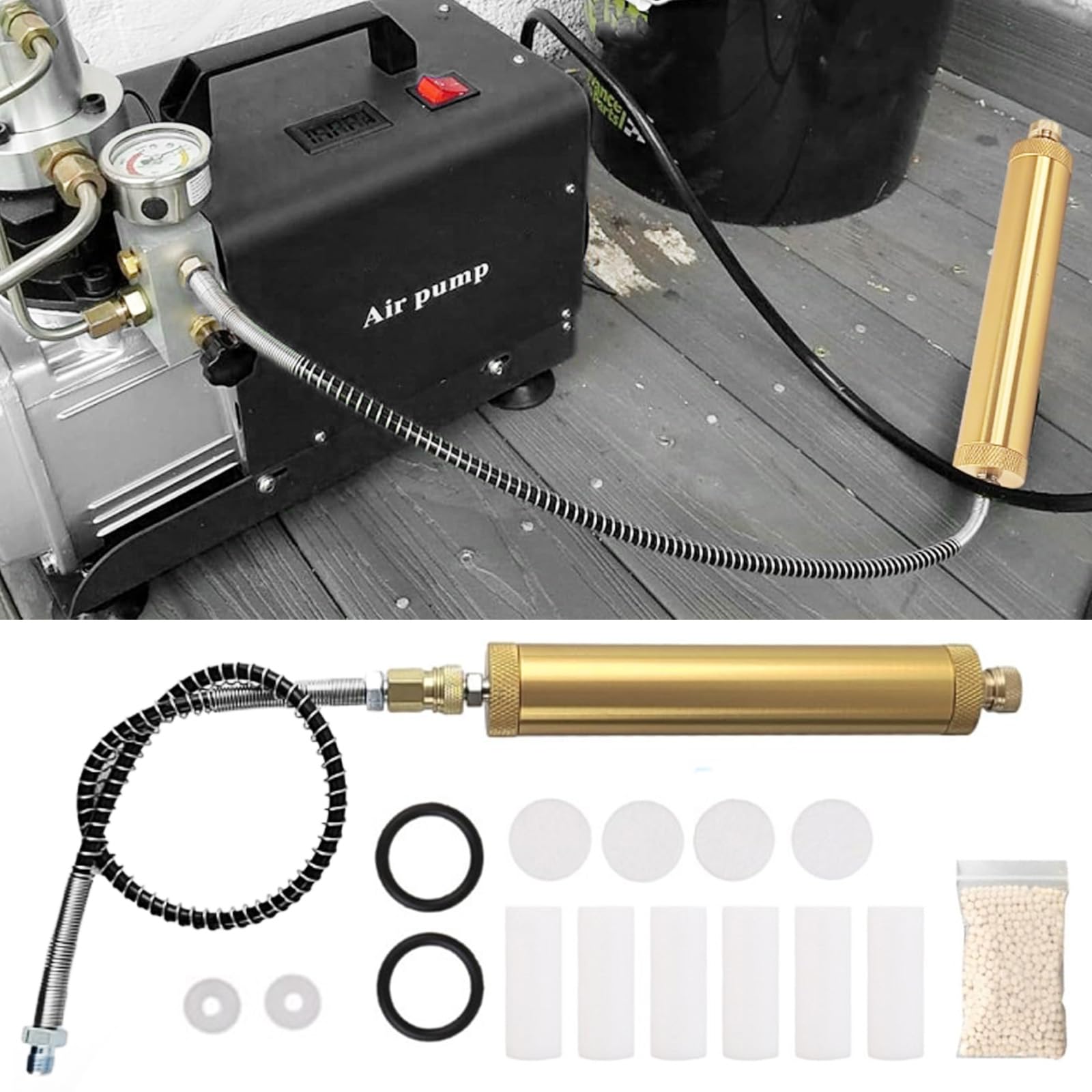 Filtre De Compresseur D'Air, RéGulateur De SéParateur Huile-Eau 17 PièCes Kit De Filtre De Compresseur D'Air Q35 Pcp Pompe De Filtre à Air SéParateur D'Eau Et D'Huile SéParateur D'Eau De Compresseur