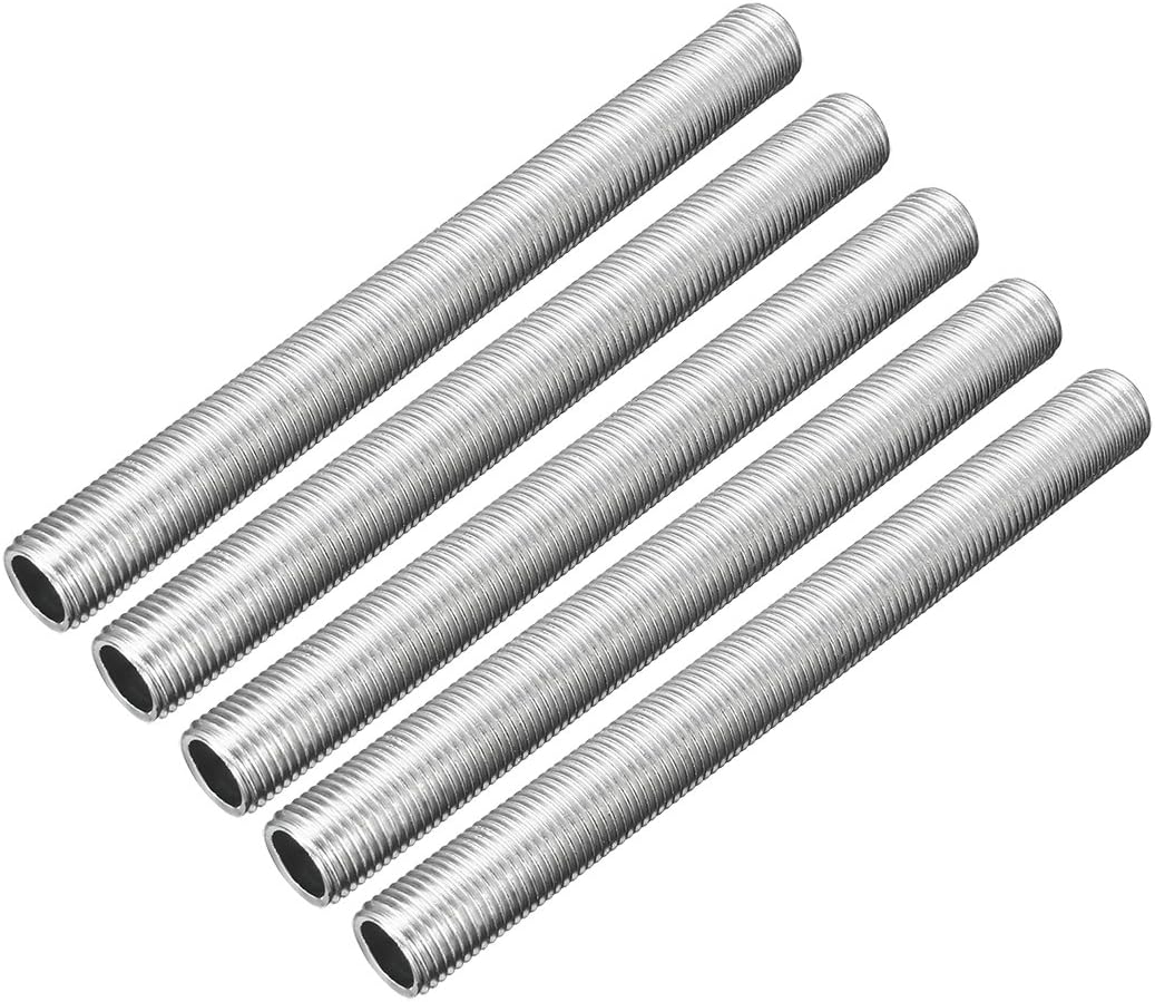uxcell Lamp Pipe Nipple, M10 Thread 100mm Length Hollow