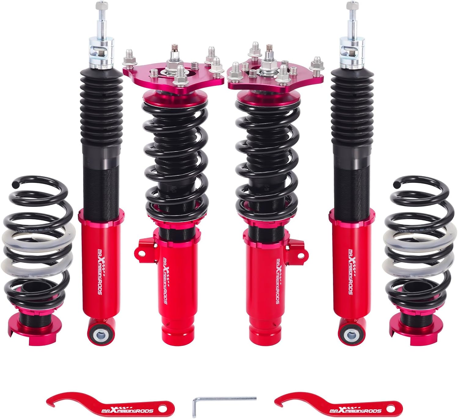 maXpeedingrods Coilovers for Honda Civic Hatchback 2016-2021, 24 Levels Damper Adjustable Coilovers Suspension Kit, Height Adjustable Shock Absorber Struts, Lowering Kit, Red