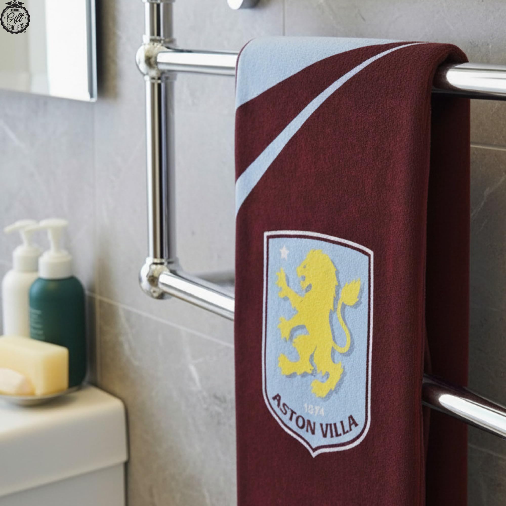 The Gift Scholars Aston Villa Strandtuch, offizielles Lizenzprodukt, 100% Baumwolle, groß, 140 x 70 cm, perfekt für den Pool