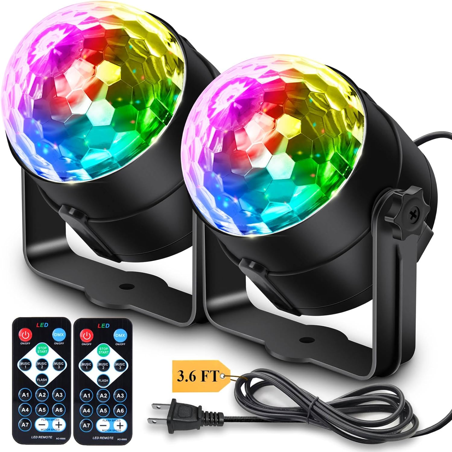 [2-Pack] Disco Ball Get together Gentle Sound Activated Distant Management, 12 Modes DJ Strobe Stage Lights for Commencement Decorations 2025 Promenade Birthday Halloween Decor Dance Bachelorette Get together Provides