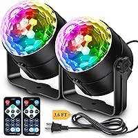 Vista 1 de Paquete de 2 luces de fiesta de bola de discoteca activadas por sonido con control remoto, 12 modos de luces estroboscópicas para escenario de DJ