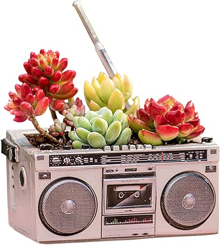 Miniatura 7 de Macetas de madera, mini maceta, maceta retro de resina para suculentas, bonsái, soporte de escritorio, mini adorno (caoba radio) Radio Caoba,Negro