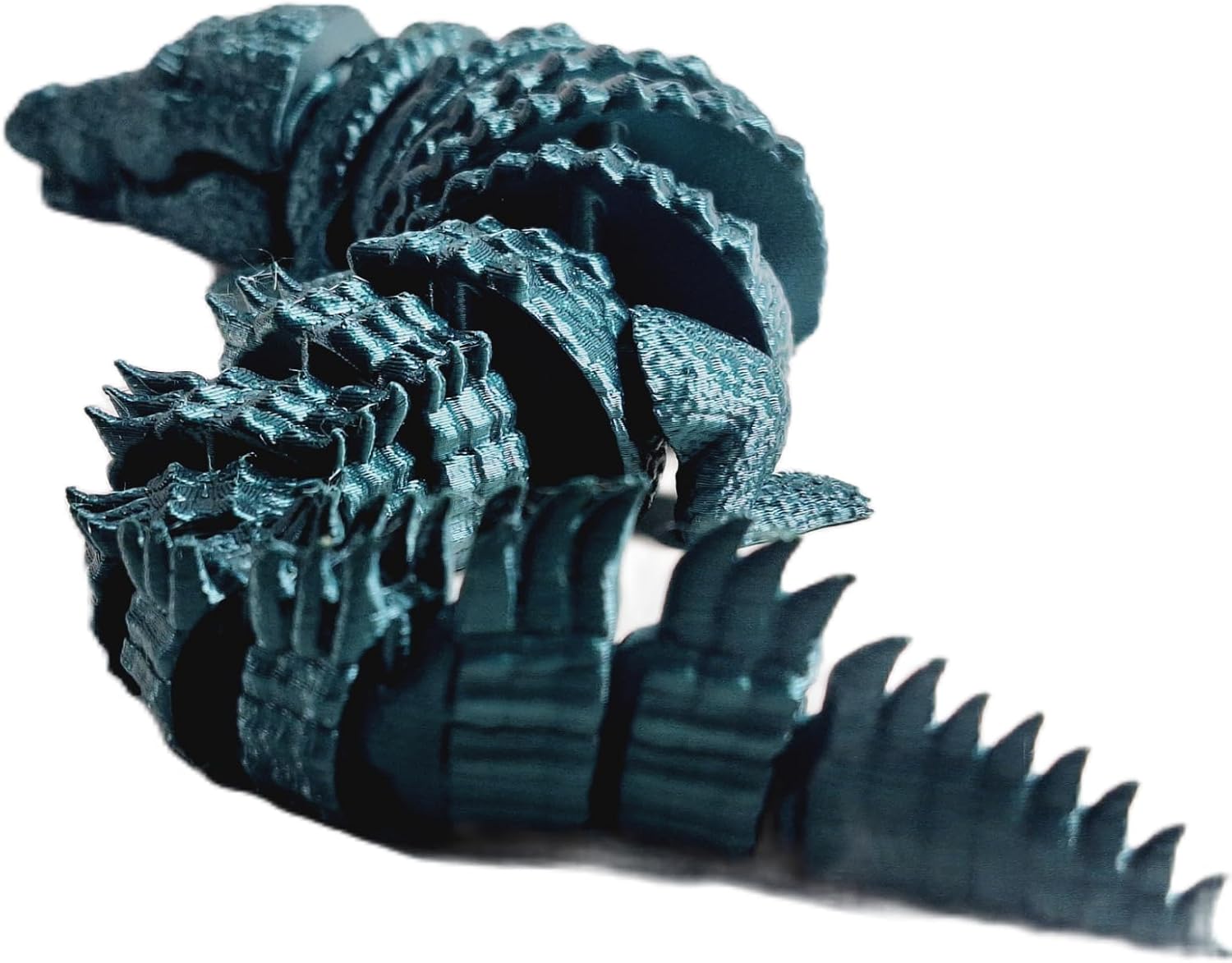 FlexiMech Crocodile 3D Printed Alligator 11" Flexible Moveable Mouth Articulated Fidget Toy (Emerald Green)