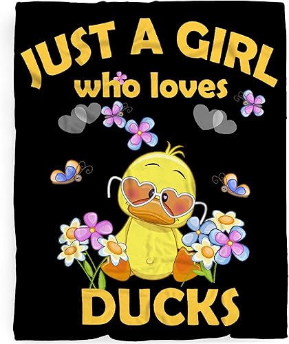 Manta con texto en inglés Just A Girl Who Loves Yellow Ducks, regalo para niños y niñas, bonita manta de pato de animales para los amantes de los