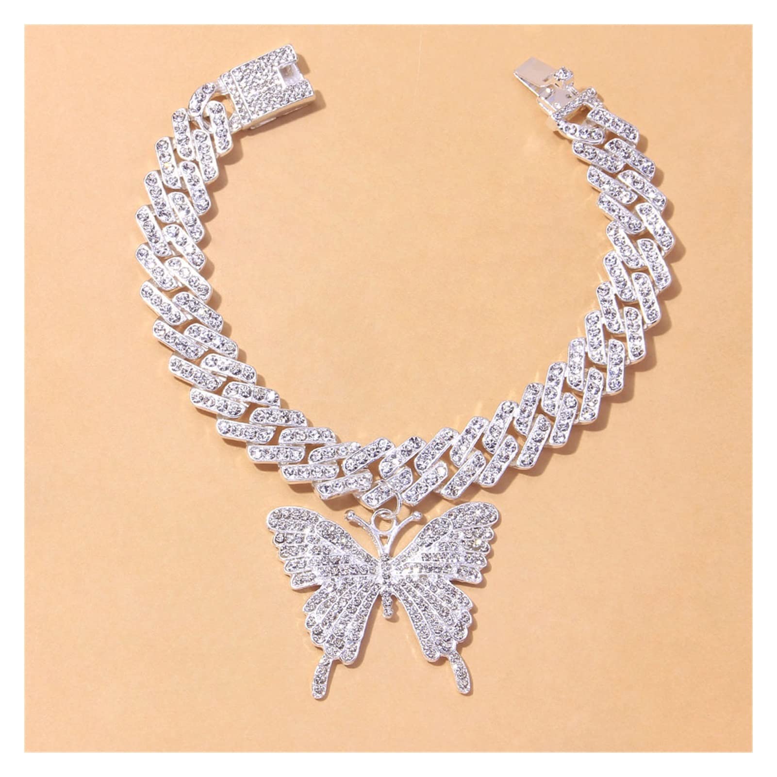 Fußkettchen für Frauen, Kette Punk Kristall Sandalen Big Butterfly Fußkettchen für Frauen Großhandel Männer Rapper Gliederkette Armbänder Fußkettchen Chunky