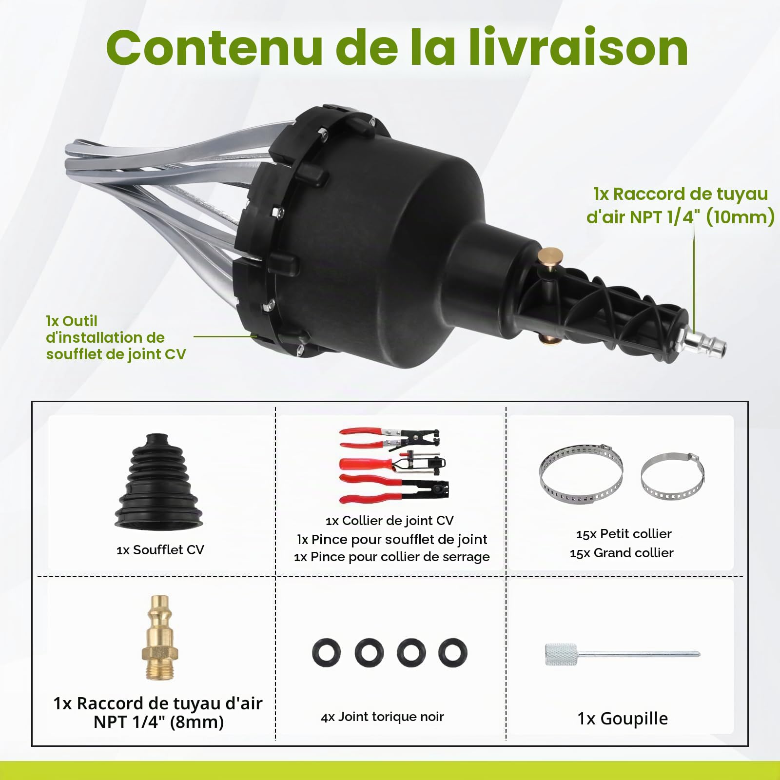 Kit D'Outils Universel pour Soufflets de Joints Homocinétiques Pneumatiques, avec 3 Pinces pour Soufflets de Joints Homocinétiques Automobiles