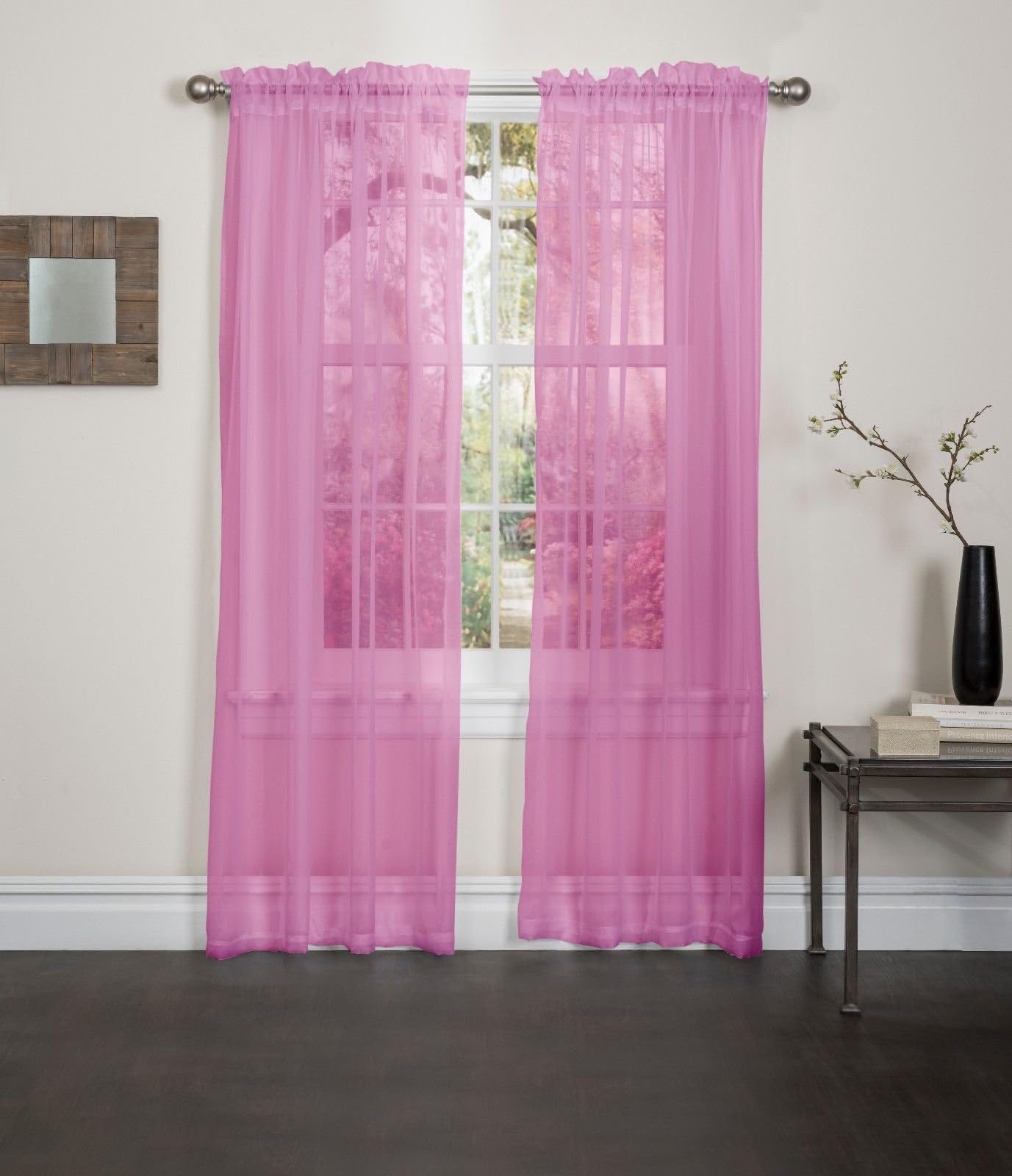 Hot Pink Sheer Voile Window Curtain Panel Great Quality Sheer Curtain - 55X84