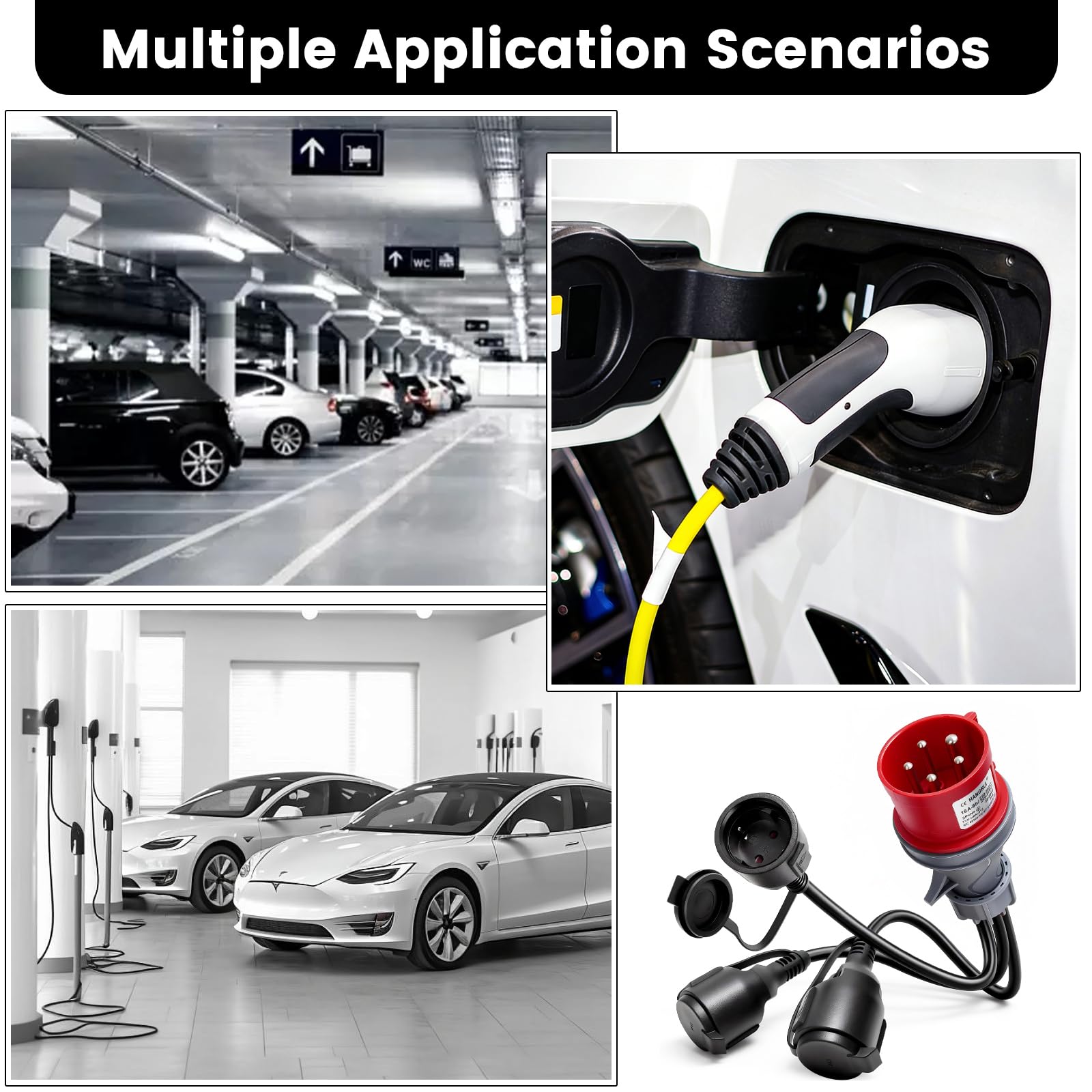 Adaptador Cee 400v a 3x 230v, Distribuidor De Corriente 16a Con Cable De Extensión, Enchufe Industrial Ip44 Impermeable Para Camping, Caravana, Taller Y Obras, Extensor Enchufe De Alta Resistencia