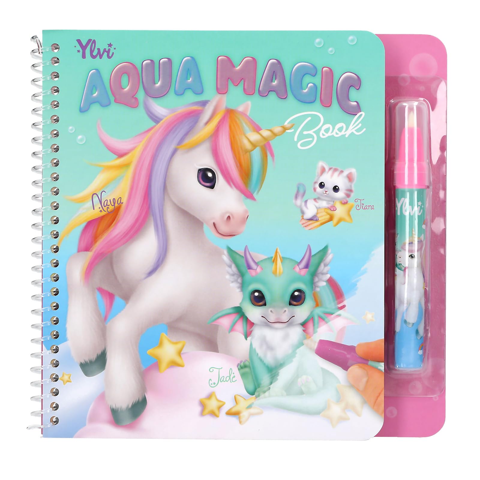 Depesche 14085 Ylvi Aqua Magic Book - Colouring Book with 5 Pages of Magic Unicorn Motifs for Colouring with Water, Includes Water Pen for Refilling