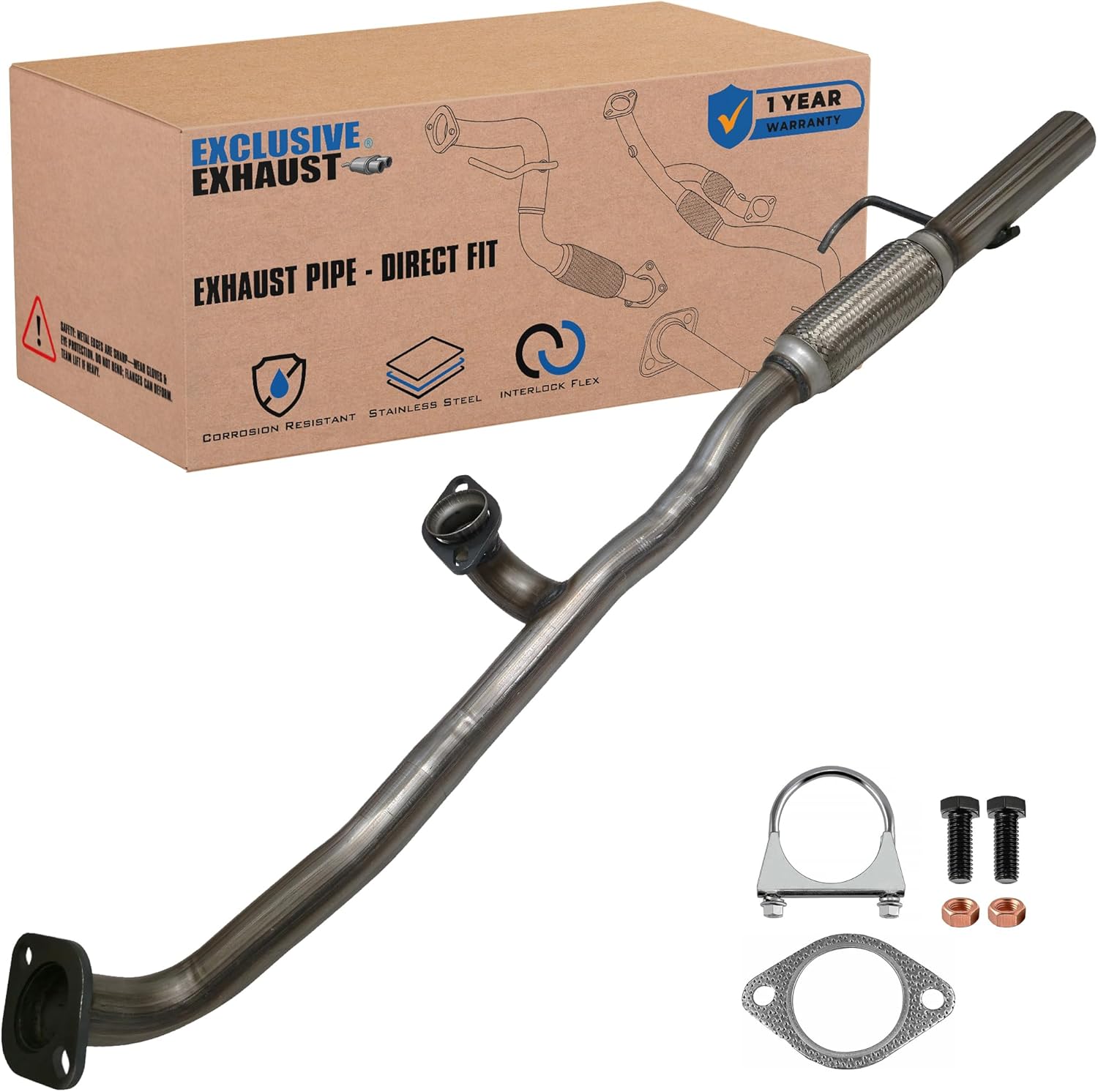 Exhaust Flex Y Pipe Replacement for Ford Edge 3.5L V6 Limited, SE, SEL 2011 2012 2013 2014 Stainless Steel Direct Fit Repair Kit with Gasket Hardware - EXCLUSIVE EXHAUST