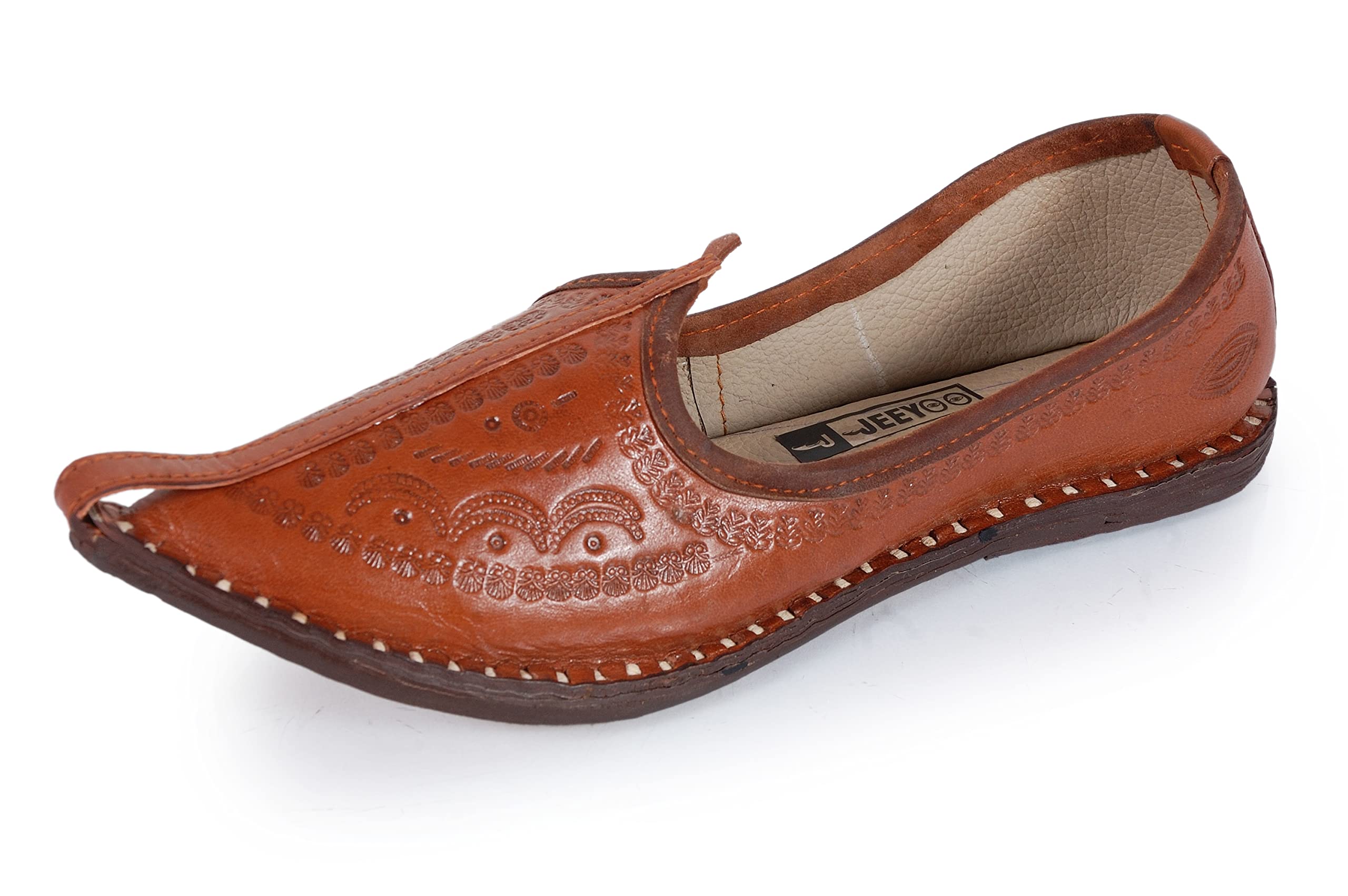 Jeeyoo Mojari Mens Brown Traditional Leather Mojaris, Juti (Jutti) (Numeric_7) (B09K1WBGSB) Amazon Price History, Amazon Price Tracker