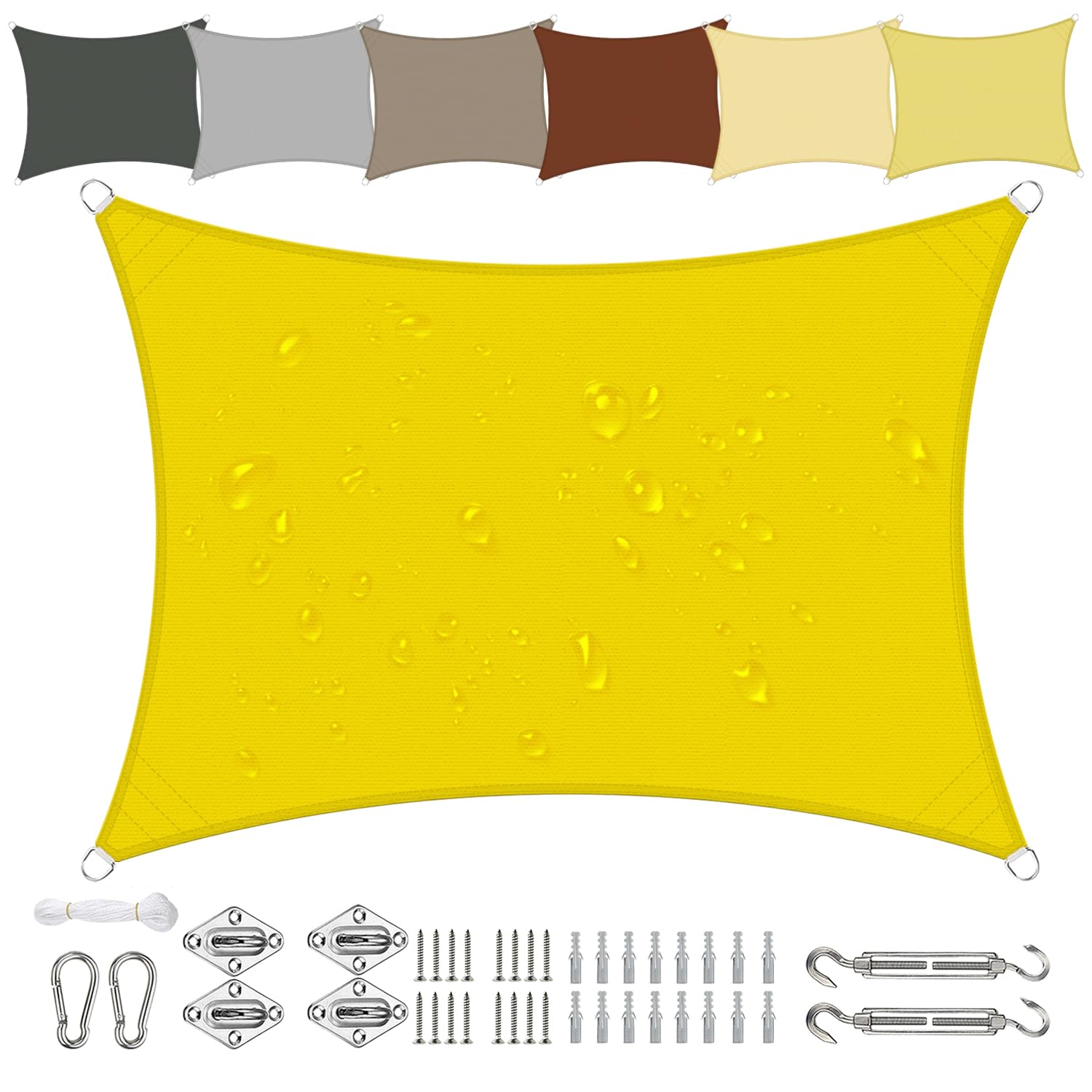 Sichtschutz Sun Protective Screen 3x4.3M, Sun Shade Shelter, Made of High-grade Polyester, With Free Rope, for Outdoor, Garden, Patio, Party - yellow — image 1
