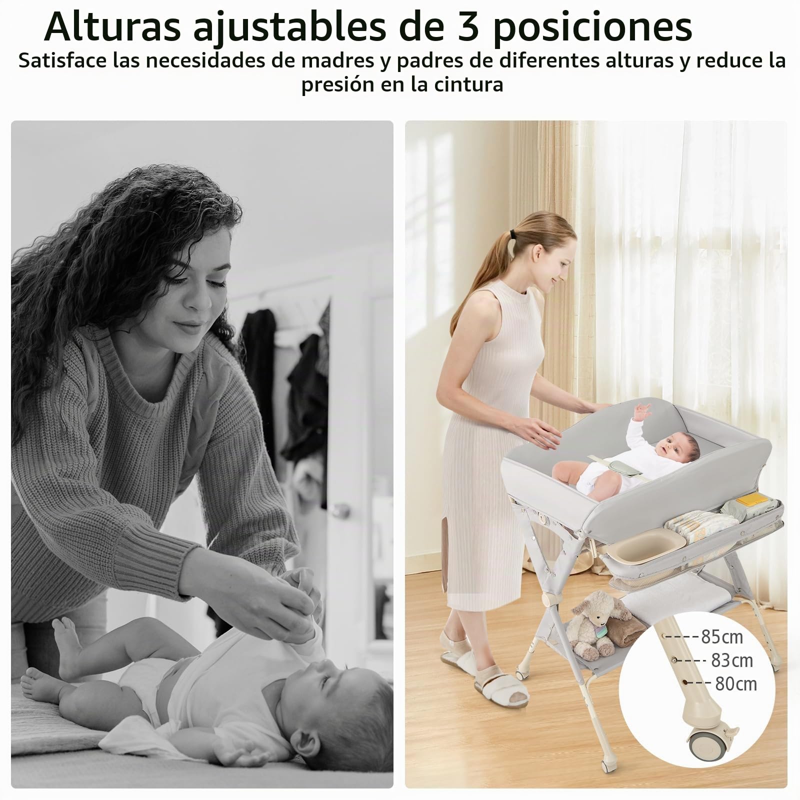 LIFEZEAL Cambiador de Bebé, Cambiador Plegable e Impermeable de Tejido, Cambiador de Pañales para Bebé de 0-6 meses (Gris)