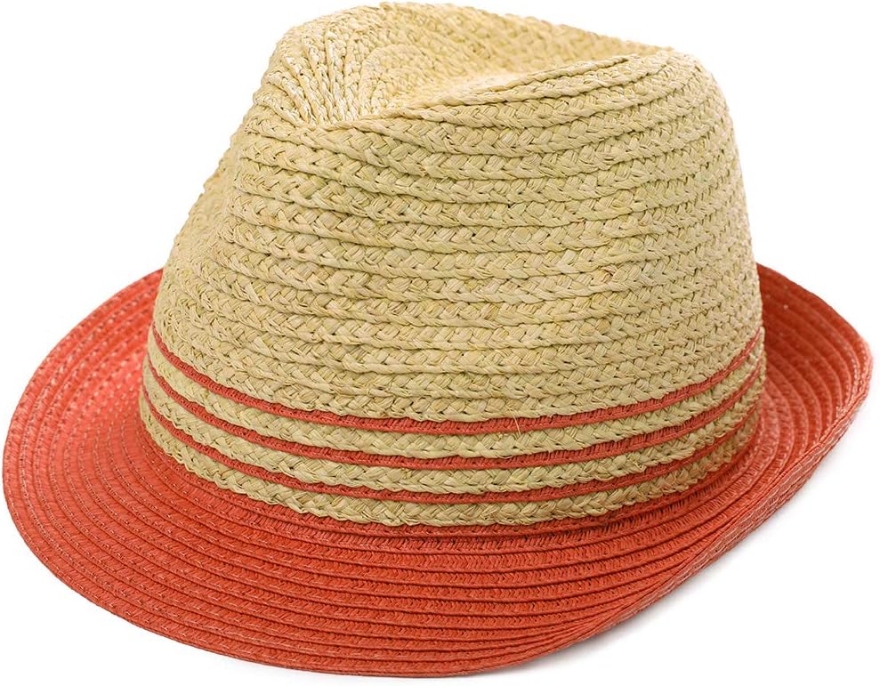Unisex Straw Fedora Trilby Summer Beach Safari Sun Hat Foldable Size Adjustable 56-63CM