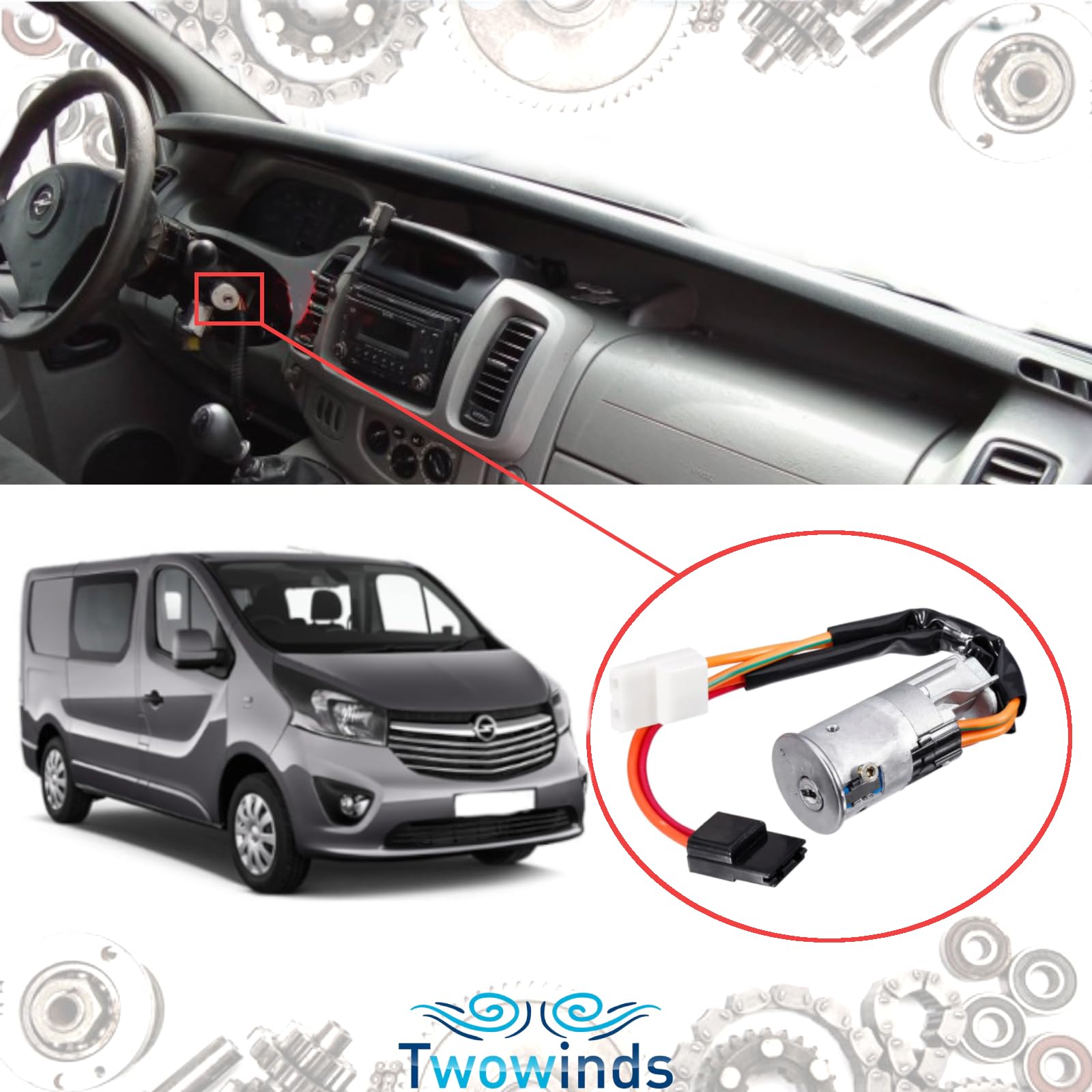 Twowinds - Interrupteur Démarrage Compatible avec Renault Master 2 (1998-2010) Trafic, Opel Movano (1998-2010) Vivaro (2001-2018) - 7701038365 - Neiman - Serrure de Contact - Antivol de Direction