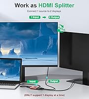 Vista 3 de GANA - Conmutador HDMI de aluminio bidireccional, con capacidad de 4k a 60 hercios y salida divisora de 2 en 1, hub HDMI HD manual apto para Xbox