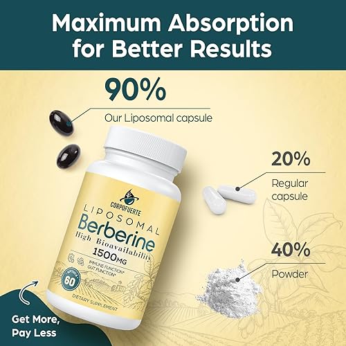 Miniatura 6 de Berberina liposomal HCl 1500 mg - Suplemento de berberina para mujeres y hombres (paquete de 1)