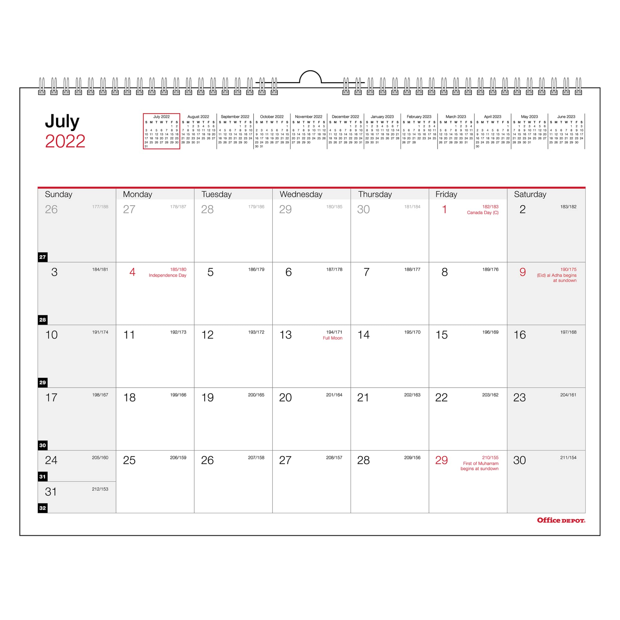 Amazon.com: Office Depot® Brand Monthly Academic Wall Calendar, 8-1/2" x  11", 30% Recycled, July 2022 to June 2023 : Office Products