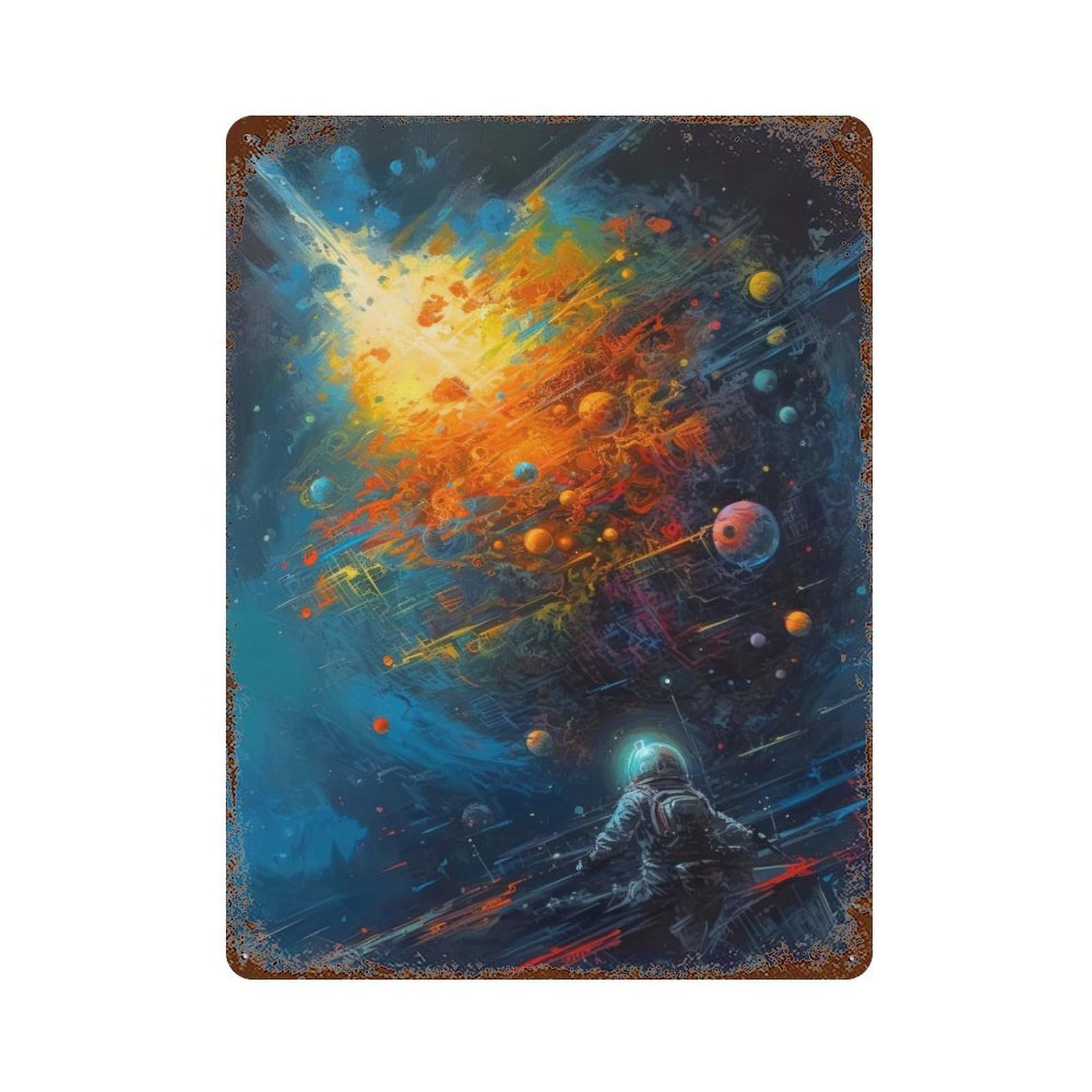 Retro Metal Sign with The Beauty of Space Design 15.7"x11.8", for Living Room, Hallway And Home Decor, Farmhouse Wall Decor
