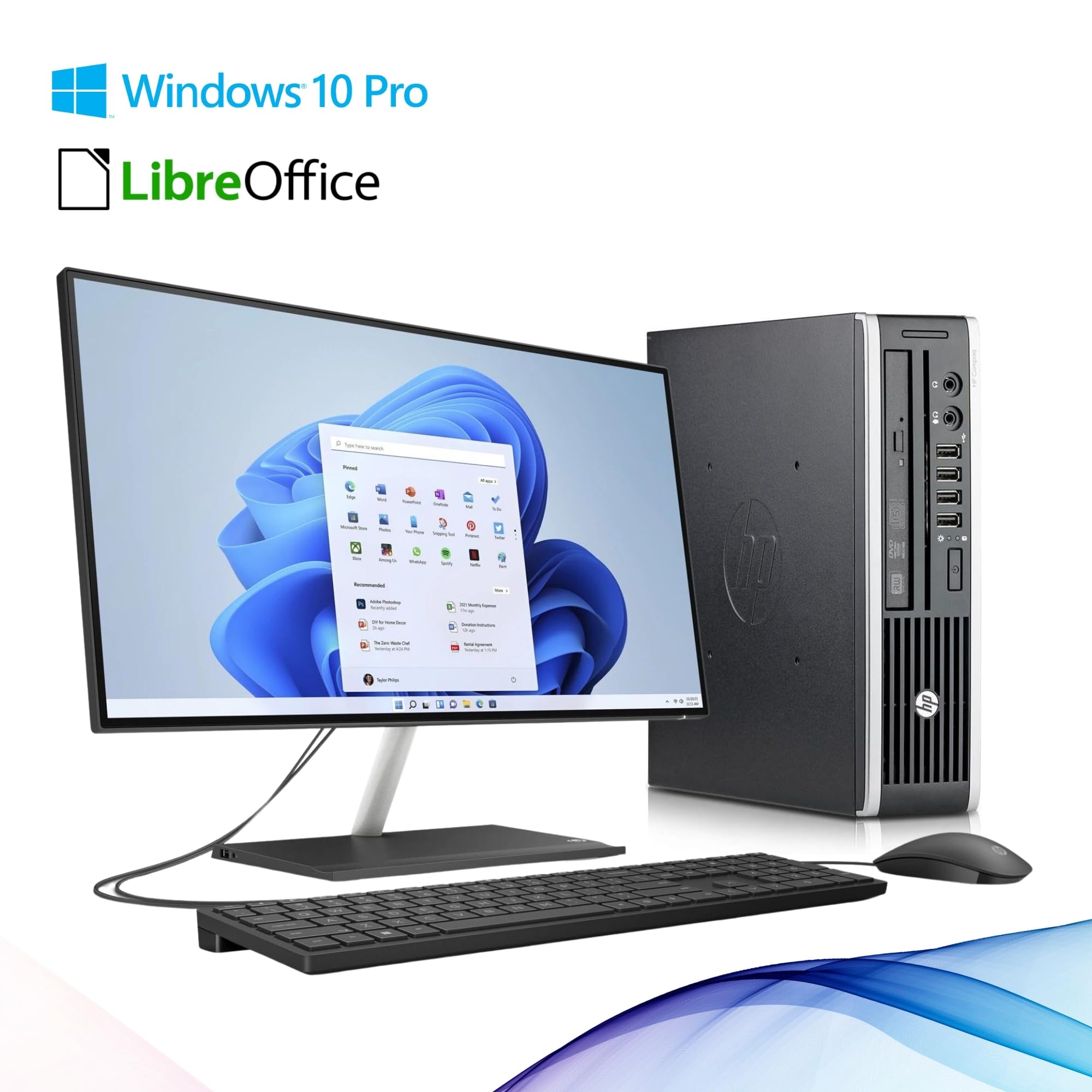 HP Elite 8300 USDT, Intel Core i5-3470, Ram 8Gb DDR3, SSD 256Gb, Windows e Libre Office, Pronto all'uso (Ricondizionato)