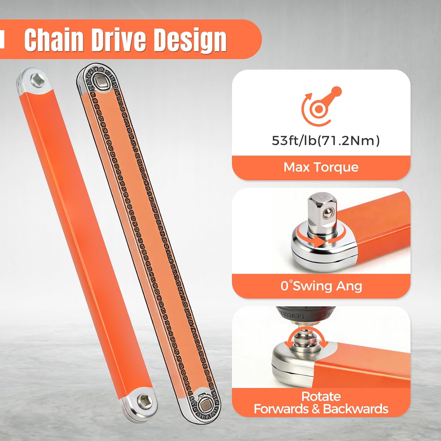 Offset Extension Wrench, Tight Reach Extension Wrench Set, with 1/2", 1/4" and 3/8" Square Drive Adapters, Universal Impact Ready Socket Wrench Extender Tool for Small Place