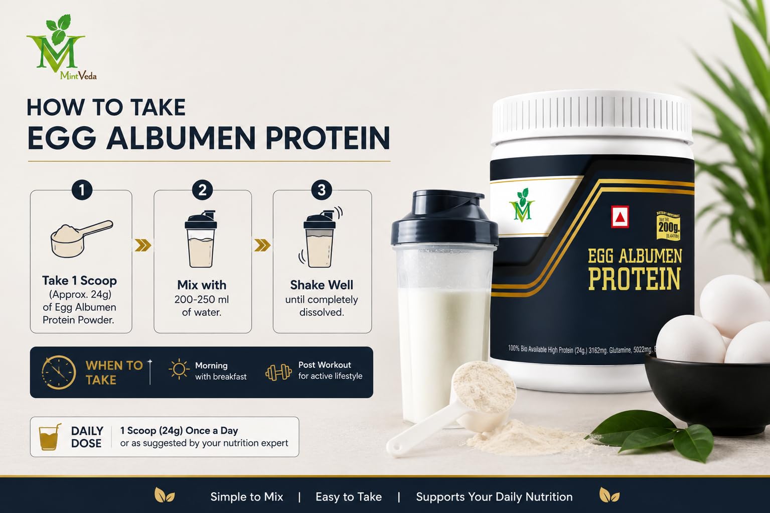 Egg Albumen Powder | Pure Egg White Protein | Zero Fat, Zero Sugar | support Digestion, Lean Muscle Support, Muscle Recovery Pack of 1 (200 gm) — Amazon image 5