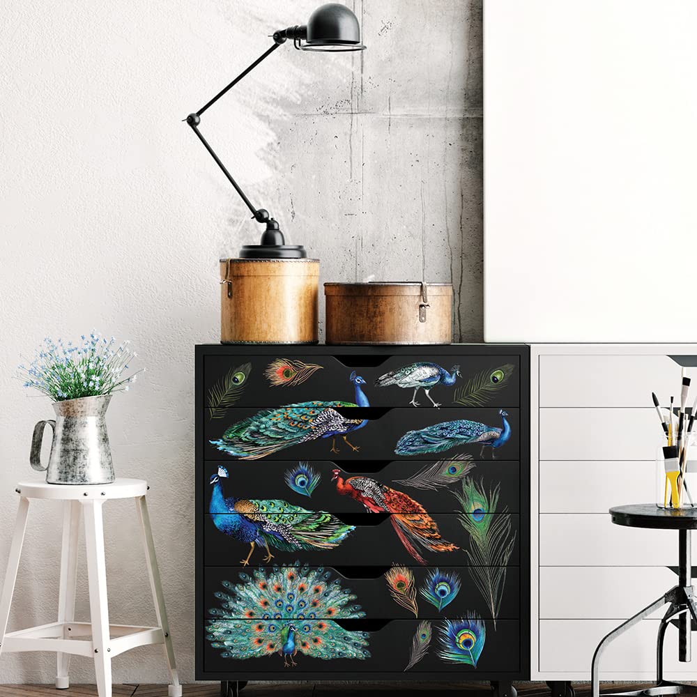 Prima Peacock Dreams Redesign Decor Transfers®-Peacock Dreams Boyut 61 cm x 83 cm - 3 Yaprak - Toplam Tasarım Boyutu 61 cm x 83 cm/Rub-Ons
