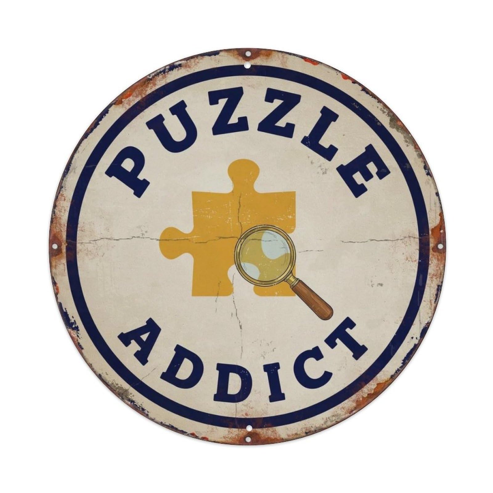 Puzzle Addict Metal Tin Sign Plaque