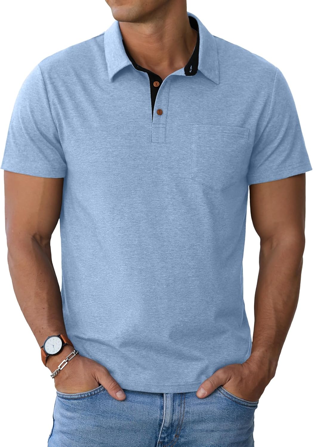 Sailwind Men's Cotton Polo Shirts Short Sleeve Casual Summer Shirts Classic Collared Golf Shirt with Pocket - Image 4