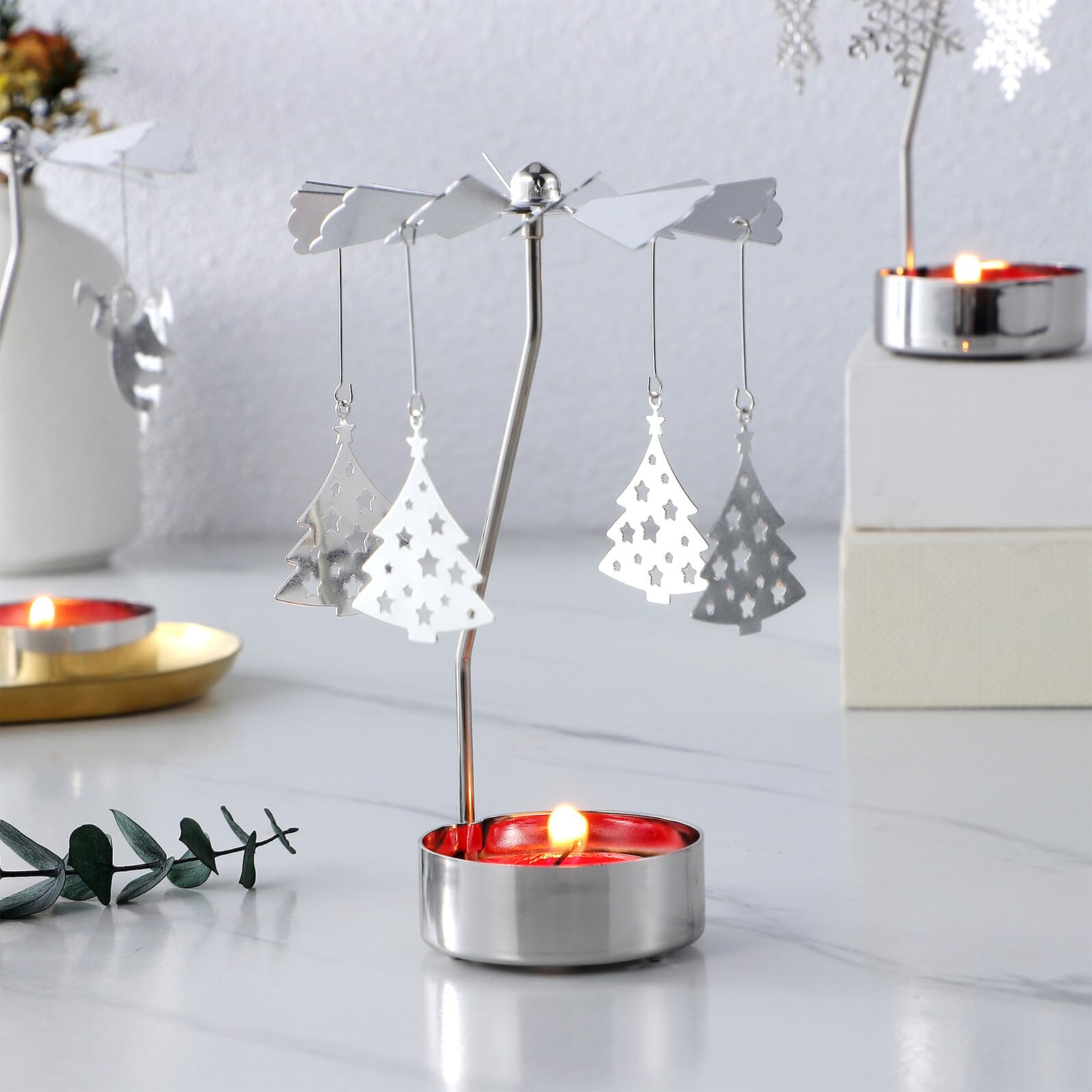 Homoyoyo 3pezzi Porta Candela Decorativo in Ferro Design Girevole Elegante Adatto Per Cena Lume Di Candela Decorazioni Da Tavolo Per Feste e Natale