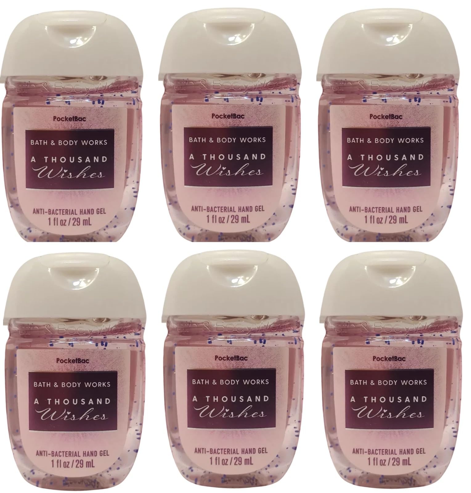 Bath and Body Works Classic and Seasonal Scents Pocketbac Hand Gel - Pack of 6-1 oz each (A Thousand Wishes)