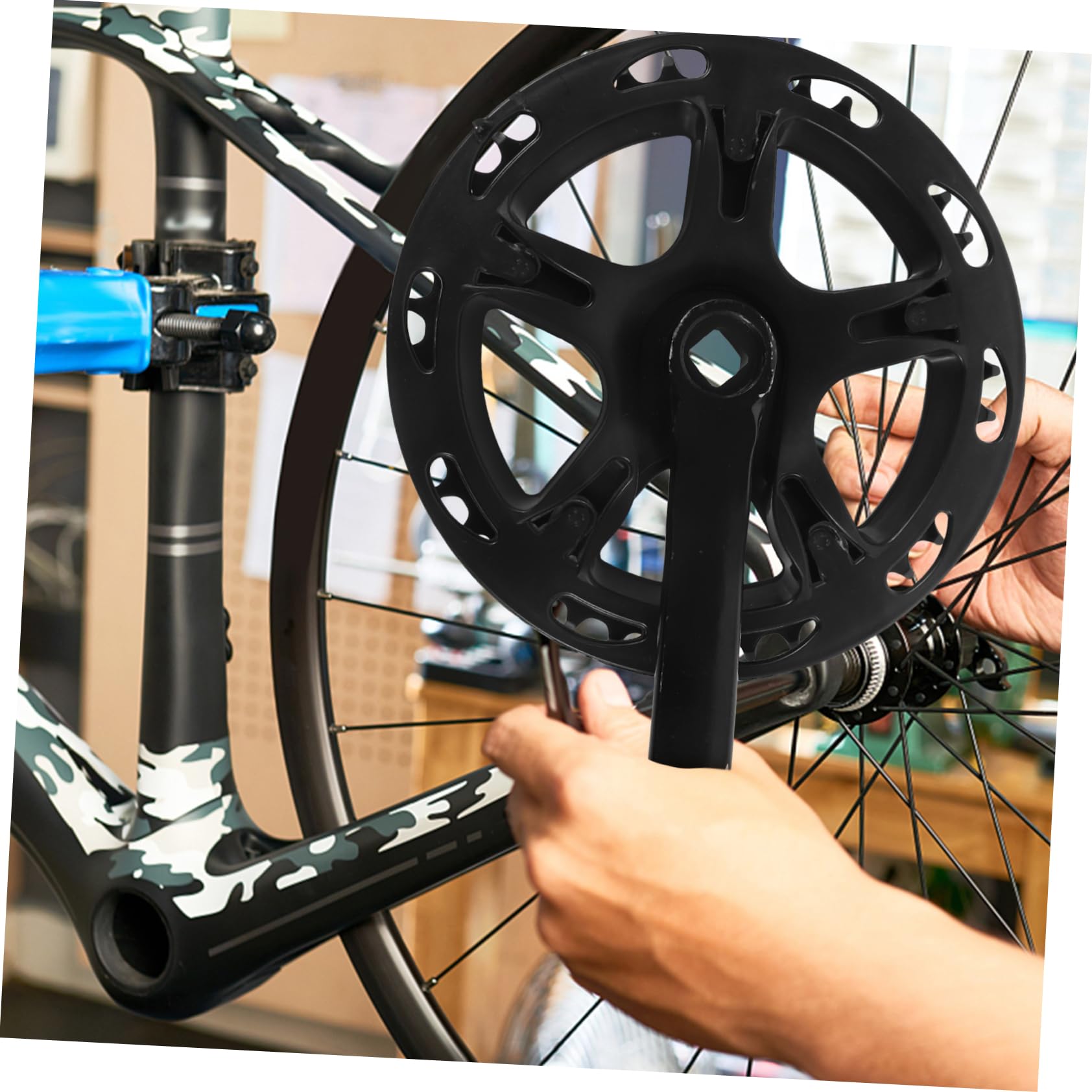 Mikinona Guarnitura Bicicletta Sturdy con Corona Denti Nera e Pedivella Quadrata Accessorio Robusto per Bici da Corsa e Fixed Gear Set Riparazione e Sostituzione