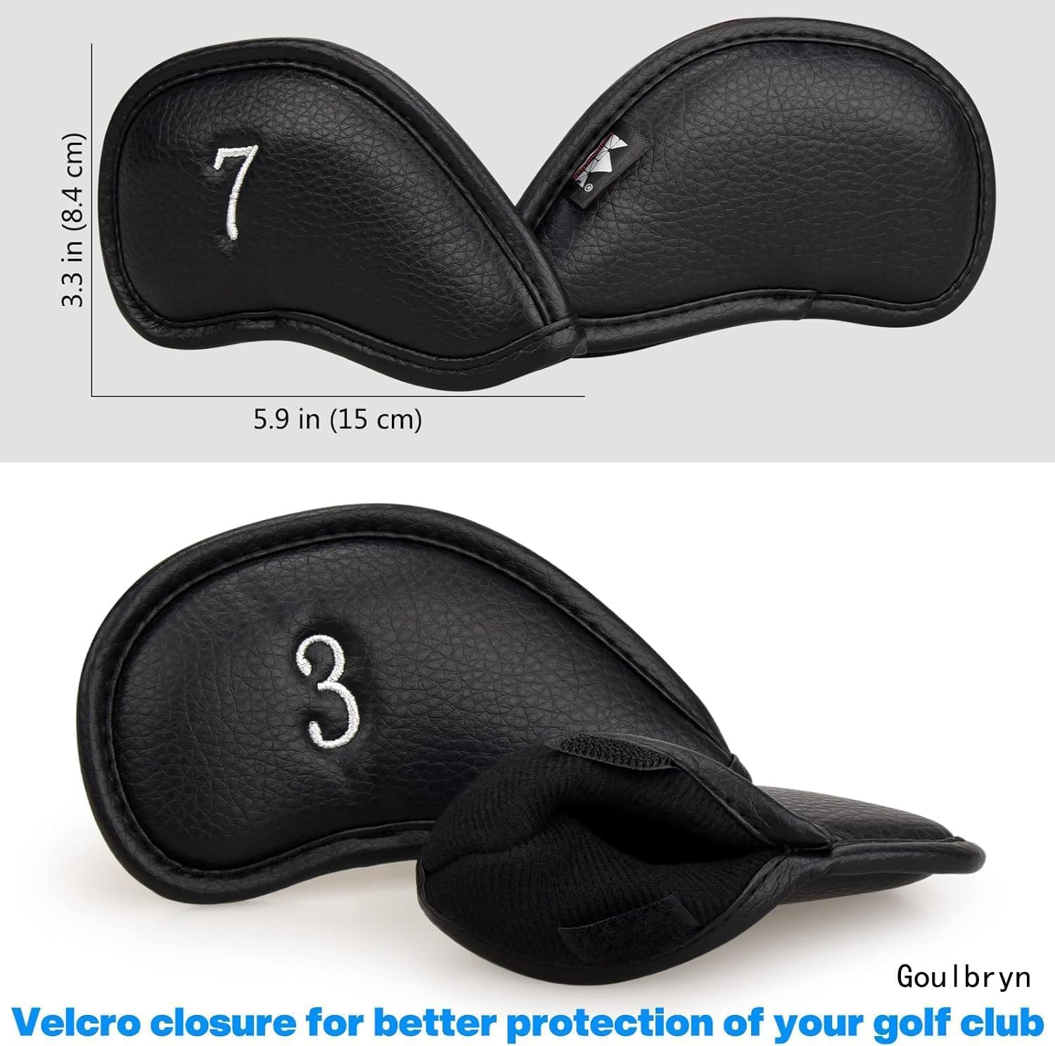 12pcs Thick Synthetic Leather Golf Iron Head Covers Set Headcover Fit All Brands Callaway Ping Taylormade Cobra Etc