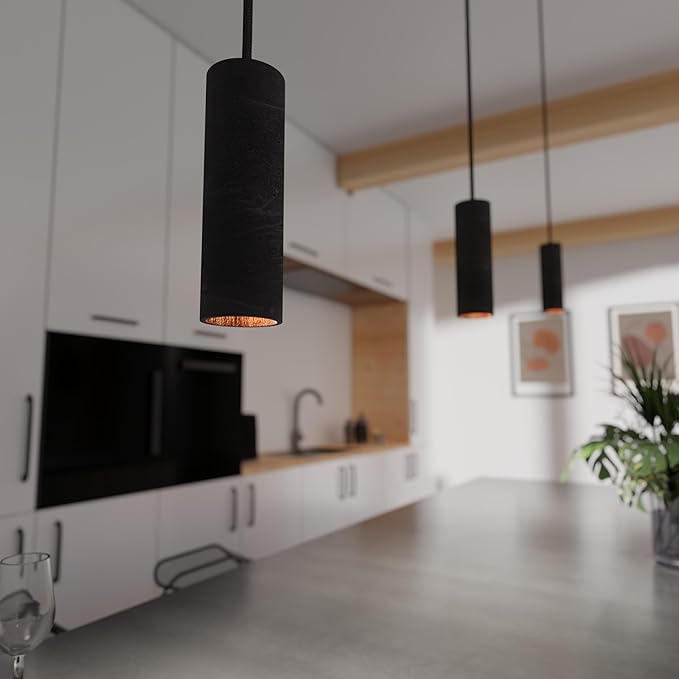 Tivendis Betoniq hanger lamp beton modern medium nara20 buiten zwart binnen koper - industrieel ontwerp betonlamp hangende lamp met LED -gloeilamp en frame GU10 - hanglampen en hanglampen in betonnen look photo 2