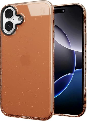 cellhelmet Altitude X Case Designed for iPhone 16 Plus in Peach Fuzz Sparkle Glitter | 13-Foot Drop Test Certified | Shock & Drop Proof Durable | As Seen on Shark Tank